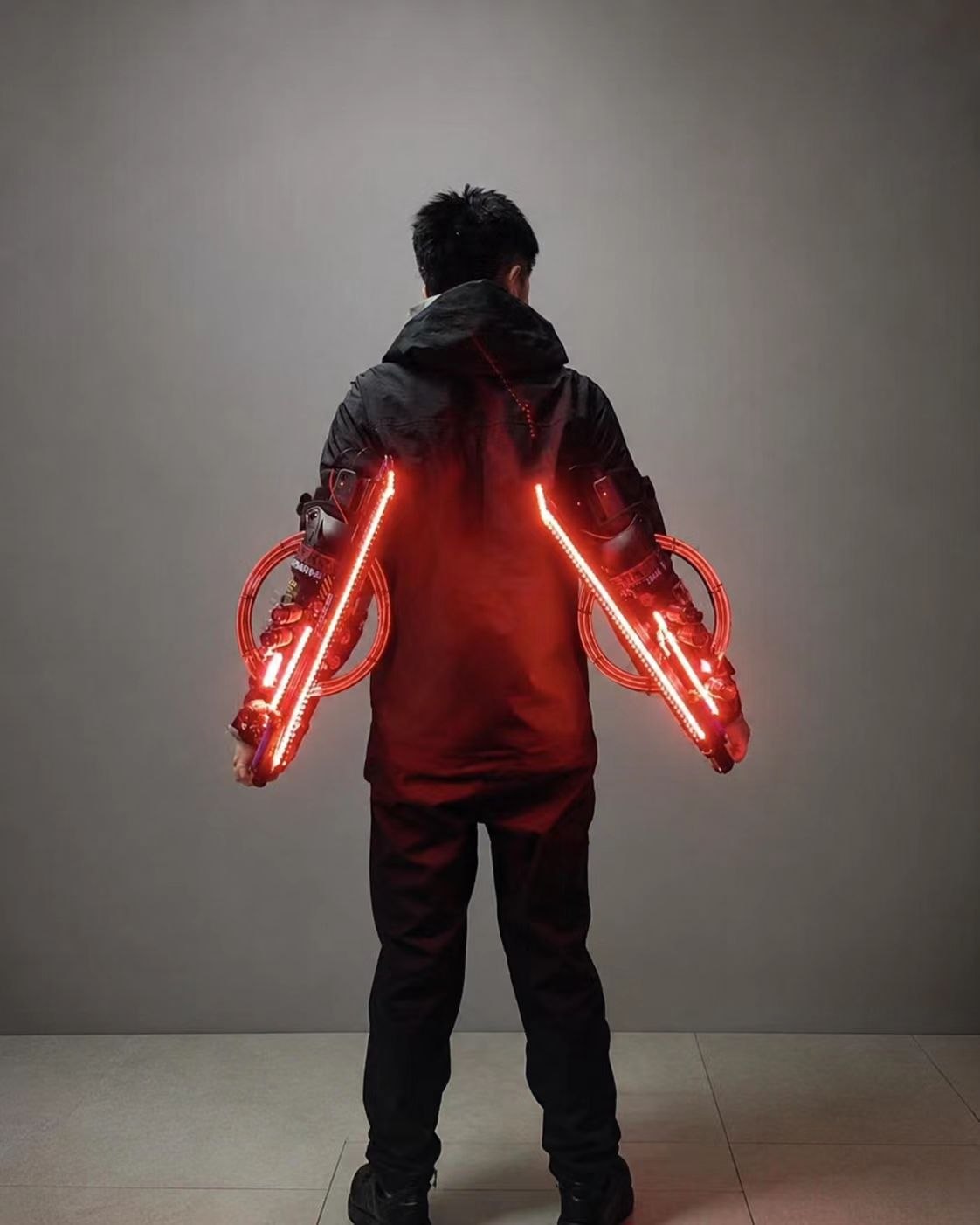 Cyberpunk 2077 Motorcycle Elbow Wrist Foot Guard Prop Set showroom image 4