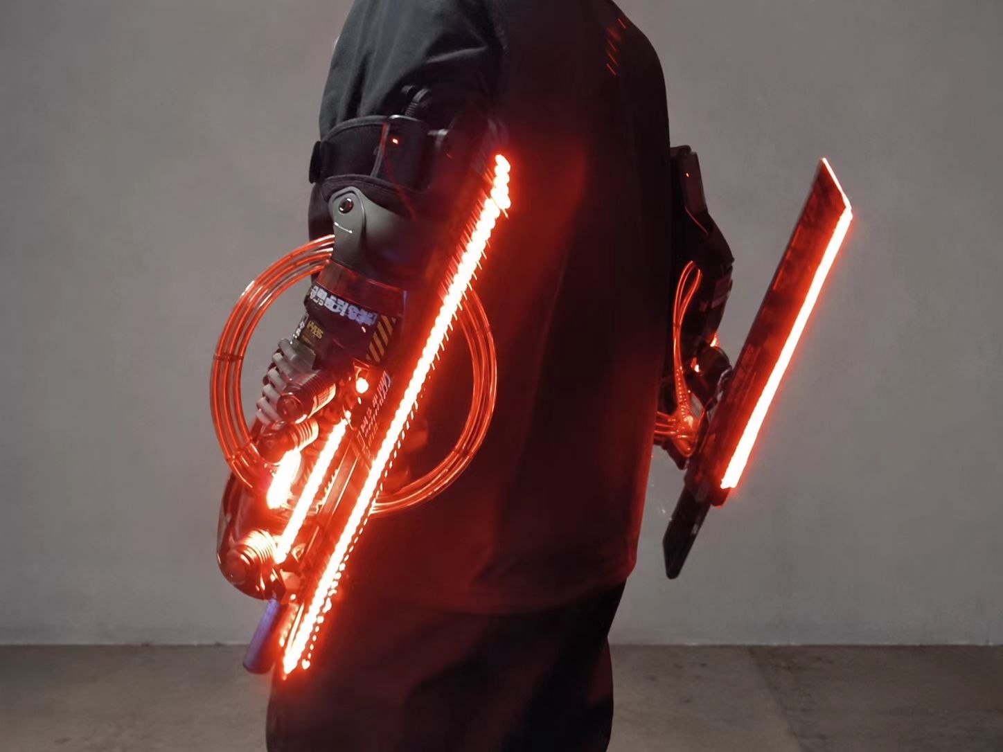 Cyberpunk 2077 Motorcycle Elbow Wrist Foot Guard Prop Set showroom image 3