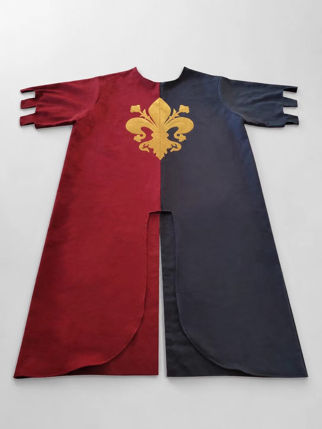 Medieval Knight Armor Surcoat and Headscarf Custom Build - Fleur-de-lis parti-color tabard