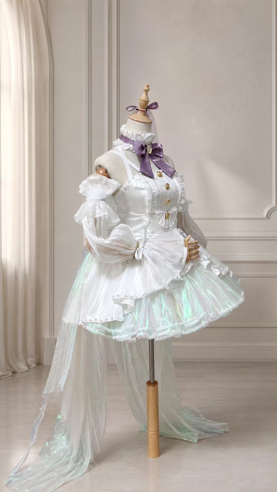 Robin White-Purple Fan Dress Cosplay Gown showroom image 3