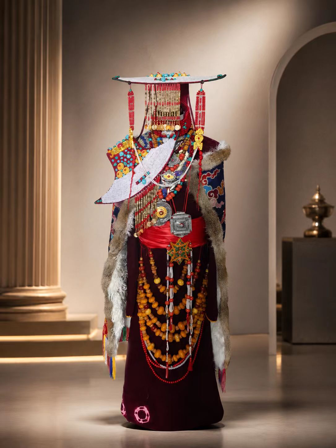 Tibetan Ngari Purang Peacock Costume Full Set showroom image 9