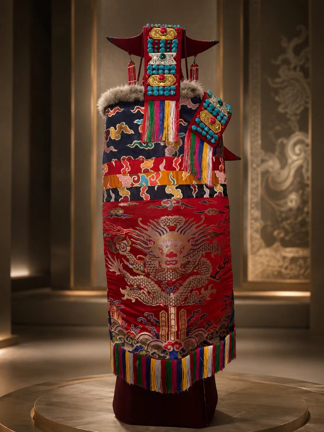Tibetan Ngari Purang Peacock Costume Full Set showroom image 8