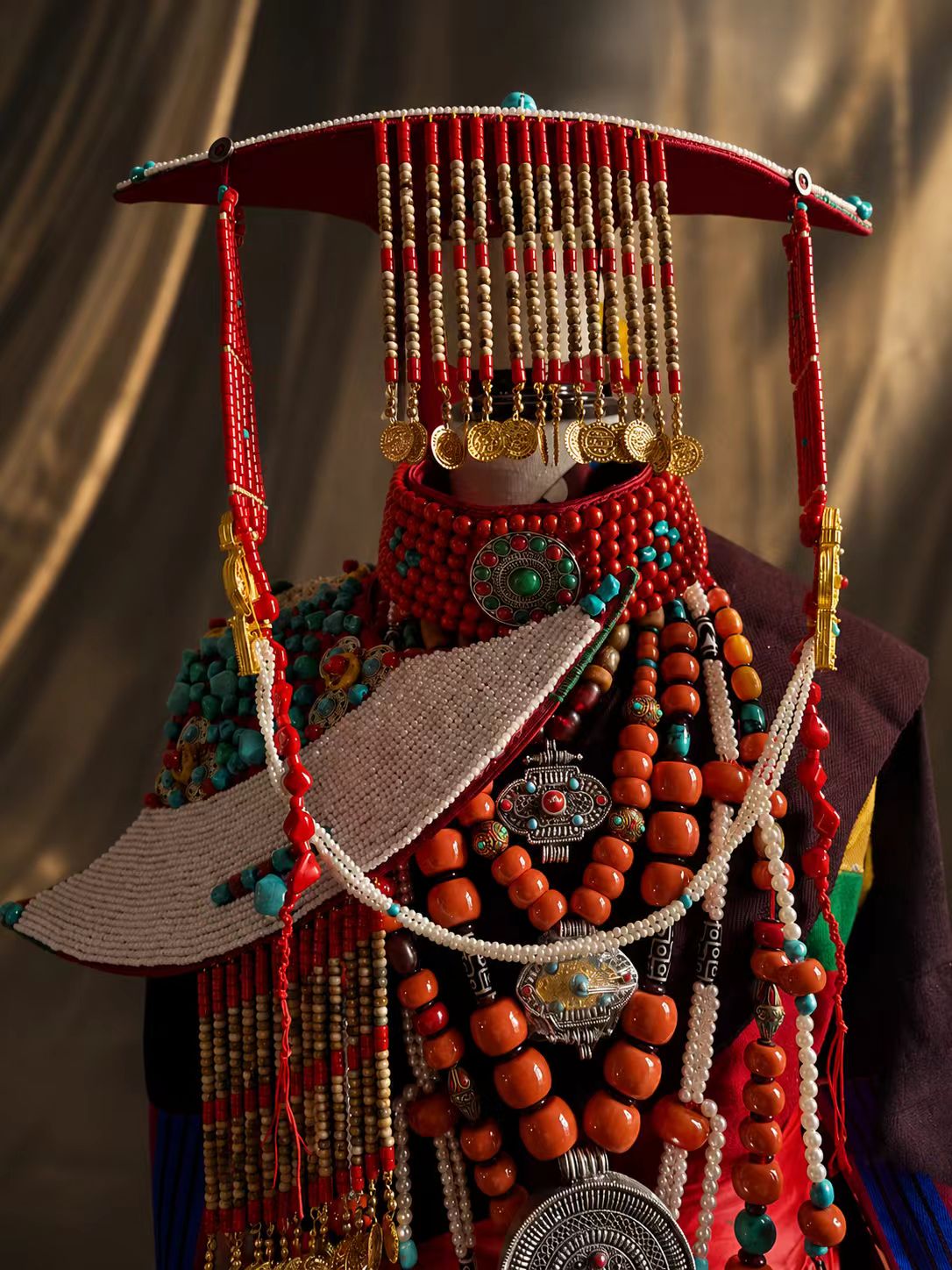 Tibetan Ngari Purang Peacock Costume Full Set showroom image 5