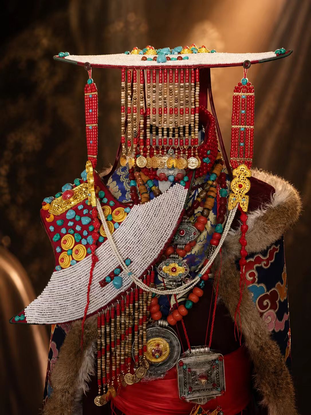 Tibetan Ngari Purang Peacock Costume Full Set showroom image 4